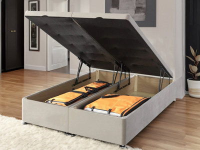 Divan Base Direct Grandeur Luxury End Lift Ottoman Divan Bed Base Only 6Ft Super King - Plush Silver - image 1