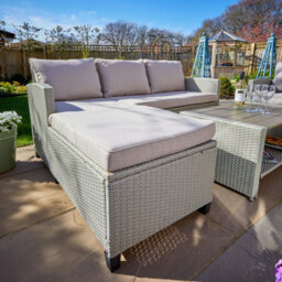 Home Source Trapani Rattan 4 Piece Grey Outdoor Garden Furniture Chair Sofa Table Set - thumbnail 4