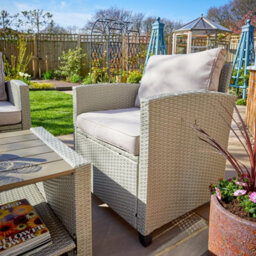 Home Source Trapani Rattan 4 Piece Grey Outdoor Garden Furniture Chair Sofa Table Set - thumbnail 5