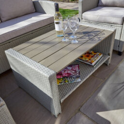 Home Source Trapani Rattan 4 Piece Grey Outdoor Garden Furniture Chair Sofa Table Set - thumbnail 9
