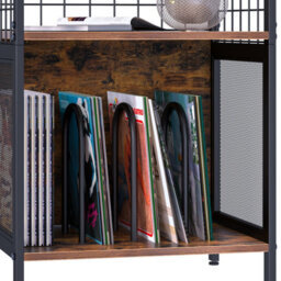 Huhote Three Tier Brown Vinyl Record Storage Side Table And Turntable Stand Record Player Stand End Table For Living Room Bedroom - thumbnail 7
