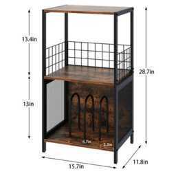 Huhote Three Tier Brown Vinyl Record Storage Side Table And Turntable Stand Record Player Stand End Table For Living Room Bedroom - thumbnail 3