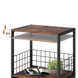 Huhote Three Tier Brown Vinyl Record Storage Side Table And Turntable Stand Record Player Stand End Table For Living Room Bedroom - thumbnail 8