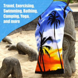 Geezy Beach Towel Microfibre Lightweight Sunrise Bath Towel Camping Travel Holiday - thumbnail 6