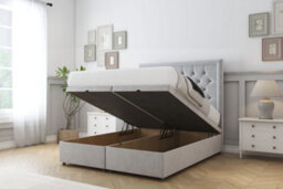 "Comfort Rio Silver Plush Ottoman Bed Base With 54"" Floor Standing Headboard 4' Small Double" - thumbnail 2