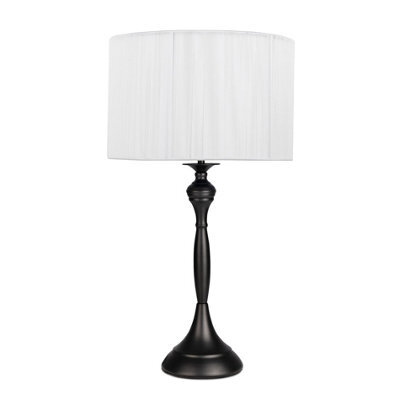 Lighting Supermarket Messini Large Black Elegant Candlestick Table Lamp With Ivory String Shade - image 1