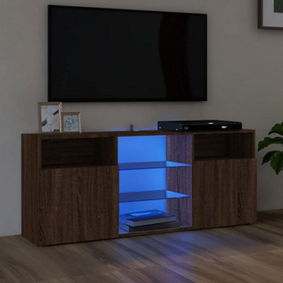 Berkfield Tv Cabinet With Led Lights Brown Oak 120X30X50 Cm - image 1
