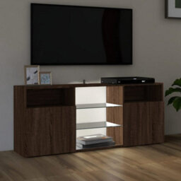 Berkfield Tv Cabinet With Led Lights Brown Oak 120X30X50 Cm - thumbnail 5