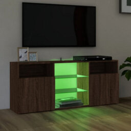 Berkfield Tv Cabinet With Led Lights Brown Oak 120X30X50 Cm - thumbnail 4
