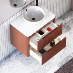 Royal Bathrooms Avenza 700mm Terracotta Clay Wall Hung Bathroom Countertop Vanity Unit 2 Drawer With Breeze Basin - thumbnail 5