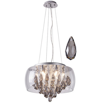 Harper Living 9-Light Crystal Chandelier, Dimmable Semi Flush Ceiling Light With Smoked Crystals, G9 Base (No Bulbs) - image 1