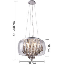 Harper Living 9-Light Crystal Chandelier, Dimmable Semi Flush Ceiling Light With Smoked Crystals, G9 Base (No Bulbs) - thumbnail 5