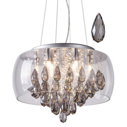 Harper Living 9-Light Crystal Chandelier, Dimmable Semi Flush Ceiling Light With Smoked Crystals, G9 Base (No Bulbs) - thumbnail 2