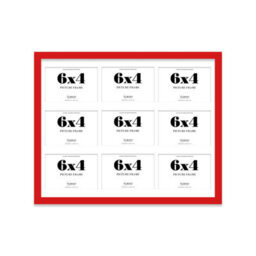 20X16 Inch 9 Opening Photo Collage Frame, Display Nine 6X4 Inch Photos, Multi Aperture Family Picture Frame, Red - thumbnail 2