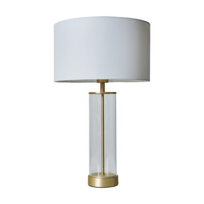 Valuelights Balan Matt Gold Table Lamp With White Drum Shade - image 1