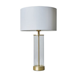 Valuelights Balan Matt Gold Table Lamp With White Drum Shade - thumbnail 1