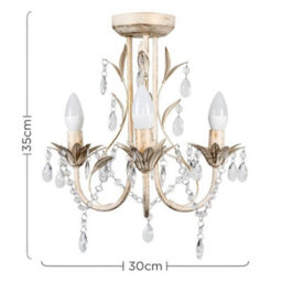 Valuelights Odelia 3 Way Ceiling Light Chandelier With Clear Jewel Droplets - thumbnail 8