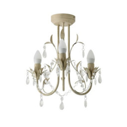 Valuelights Odelia 3 Way Ceiling Light Chandelier With Clear Jewel Droplets - thumbnail 6