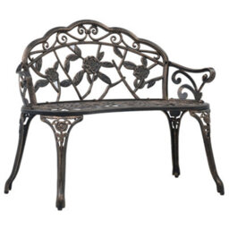 Berkfield Bistro Bench 100Cm Bronze Cast Aluminium - thumbnail 1