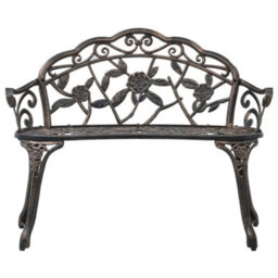 Berkfield Bistro Bench 100Cm Bronze Cast Aluminium - thumbnail 2