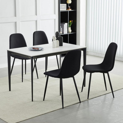 MCC Direct Set Of 4 Teddy Faux Fur Stitched Design Dining Chairs Black Bella By Mcc - image 1