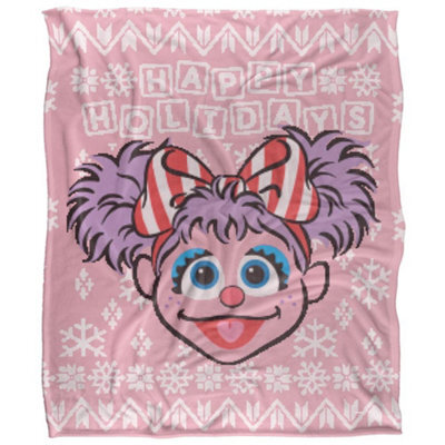 Sesame Street Silky Christmas Sweater Abby Cadabby Supersoft Blanket Pink/purple (One Size) - image 1