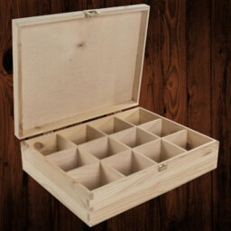 Woodeedoo Large Rectangular Pine Box 12 Compartments Gold Clasp For Tea Bags Crafts Gifts Memories Keepsakes 29 X 22.5 X 8.5 Cm
