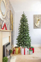 Shatchi 6Ft Slim Pine Green Tree Christmas Holiday Festive Xmas Home Decorations With Pencil Point Tips - thumbnail 2