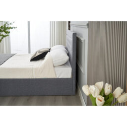 Home Treats Ottoman Bed Frame Double High Headboard Storage Bed  - No Mattress - thumbnail 9