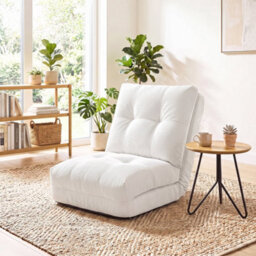 White Comfy Padded 5 Level Adjustable Floor Chair Reading Meditation Lazy Lounger - thumbnail 4