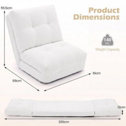 White Comfy Padded 5 Level Adjustable Floor Chair Reading Meditation Lazy Lounger - thumbnail 2