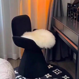 Matteo Black Fabric & Metal Swivel Dressing Table Stool - 360-Degree Rotatable Vanity Chair - thumbnail 2