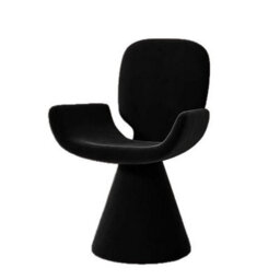 Matteo Black Fabric & Metal Swivel Dressing Table Stool - 360-Degree Rotatable Vanity Chair - thumbnail 5