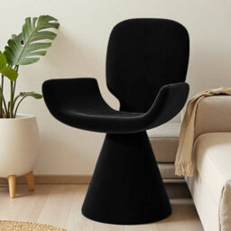 Matteo Black Fabric & Metal Swivel Dressing Table Stool - 360-Degree Rotatable Vanity Chair - thumbnail 4