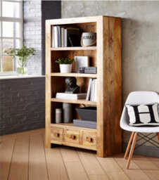 Buttercup Farm Dakota Large Bookcase - Mango Wood - L30 X W75 X H175 Cm - Light Finish - thumbnail 3