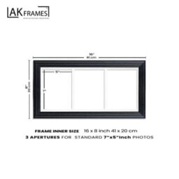 AK Frames 16X8 Dark Grey Classic Multi Photo Frame With Emerald Mount - Holds 3 Apertures (3X) 7X5 Photos - thumbnail 4
