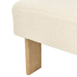 Wyld And Coco Aurora Home Off-White Bouclé Armchair With Solid Rubberwood Legs, Retro Profile, W77 X D68 X H76Cm - thumbnail 8