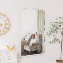 Melody Maison Large Arched White Washed Distressed Wooden Frame Wall & Leaner Mirror - 90Cm X 145Cm - thumbnail 4