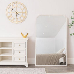 Melody Maison Large Arched White Washed Distressed Wooden Frame Wall & Leaner Mirror - 90Cm X 145Cm - thumbnail 5