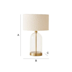 Valuelights Jessy Glass And Gold Metal Bedside Table Lamp With A Cream Boucle Lampshade - thumbnail 9