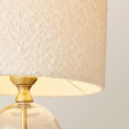 Valuelights Jessy Glass And Gold Metal Bedside Table Lamp With A Cream Boucle Lampshade - thumbnail 5