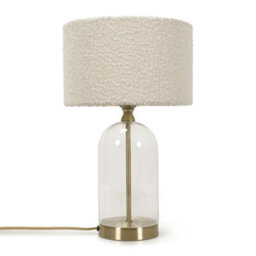 Valuelights Jessy Glass And Gold Metal Bedside Table Lamp With A Cream Boucle Lampshade