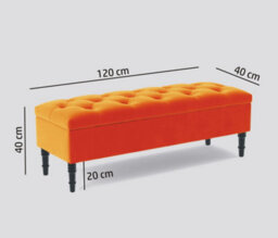 Alyana Ottoman Bench With Storage And Turned Wooden Legs. 137Cm Wide Ottoman Box - Burnt Orange Plush Velvet - thumbnail 2