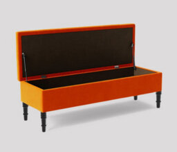 Alyana Ottoman Bench With Storage And Turned Wooden Legs. 137Cm Wide Ottoman Box - Burnt Orange Plush Velvet - thumbnail 3