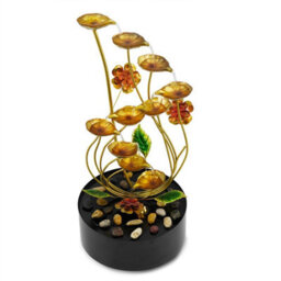 Geezy Metal Spiral Water Feature Outdoor Indoor Led Fountain Waterfall Garden Decor