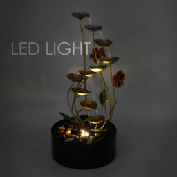 Geezy Metal Spiral Water Feature Outdoor Indoor Led Fountain Waterfall Garden Decor - thumbnail 5