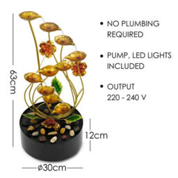 Geezy Metal Spiral Water Feature Outdoor Indoor Led Fountain Waterfall Garden Decor - thumbnail 6