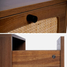 Sweeek - Pair Of Wood And Cane Bedside Tables Retro Natural 40X40X52 Cm - thumbnail 4
