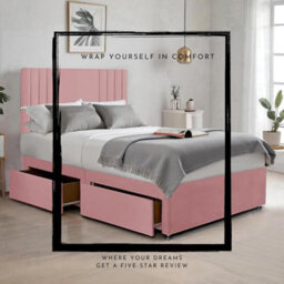 Pink Plush Sawana 3Ft Single Bed With 20 Inch Headboard With Mattress And 2Drawers - thumbnail 3