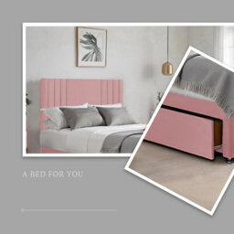 Pink Plush Sawana 3Ft Single Bed With 20 Inch Headboard With Mattress And 2Drawers - thumbnail 2
